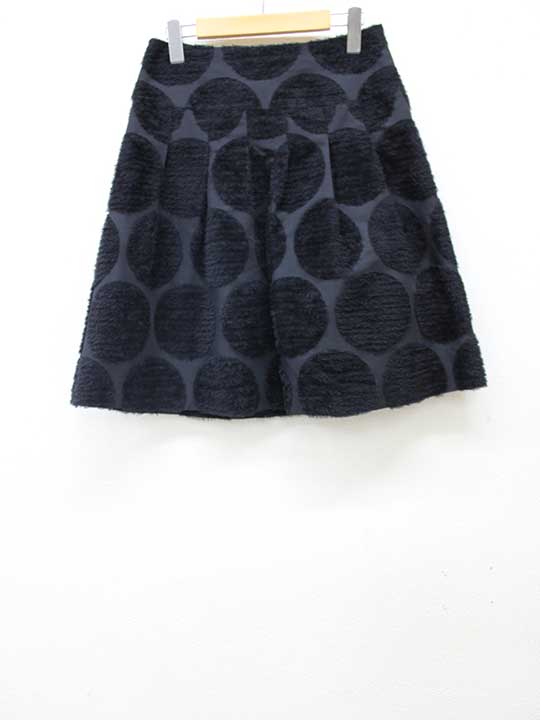 ■en recre/アンレクレ■シャギードットスカート/ミディ丈 ブラック/黒 レディース 1【中古】春夏秋冬 714042