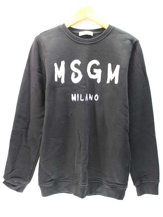 エムエスジーエス チェストプリントロングスリーブスウェット ブラック レディース キッズサイズ 【中..