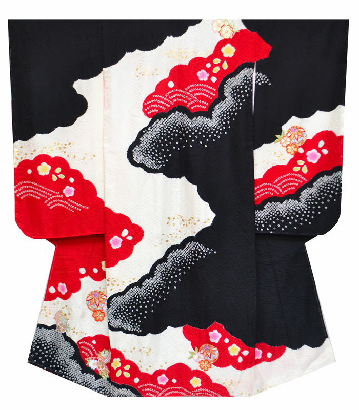 1点限り 式部浪漫 七五三着物 7歳 女の子 四つ身 正絹 着物 単品 染め分け 本絞り 手染め 刺繍 日本製 販売 購入