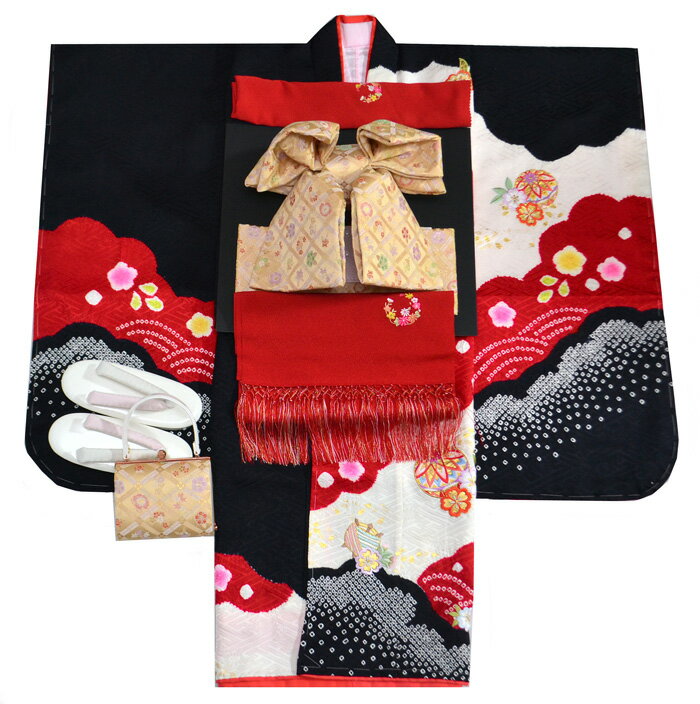 1点限り 式部浪漫 七五三 着物 7歳 女の子 正絹 着物フルセット 染め分け 本絞り 手染め 刺繍 日本製 販売 購入