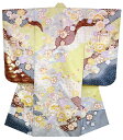 七五三 753 着物 7歳 女の子 四つ身着物 単品 絵羽柄 貝桶に牡丹柄 ウグイス 薄カーキ系 染め分け 販売 購入