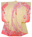 七五三 753 着物 7歳 女の子 四つ身着物 単品 絵羽柄 桜に牡丹 クリーム色 染め分け 販売 購入