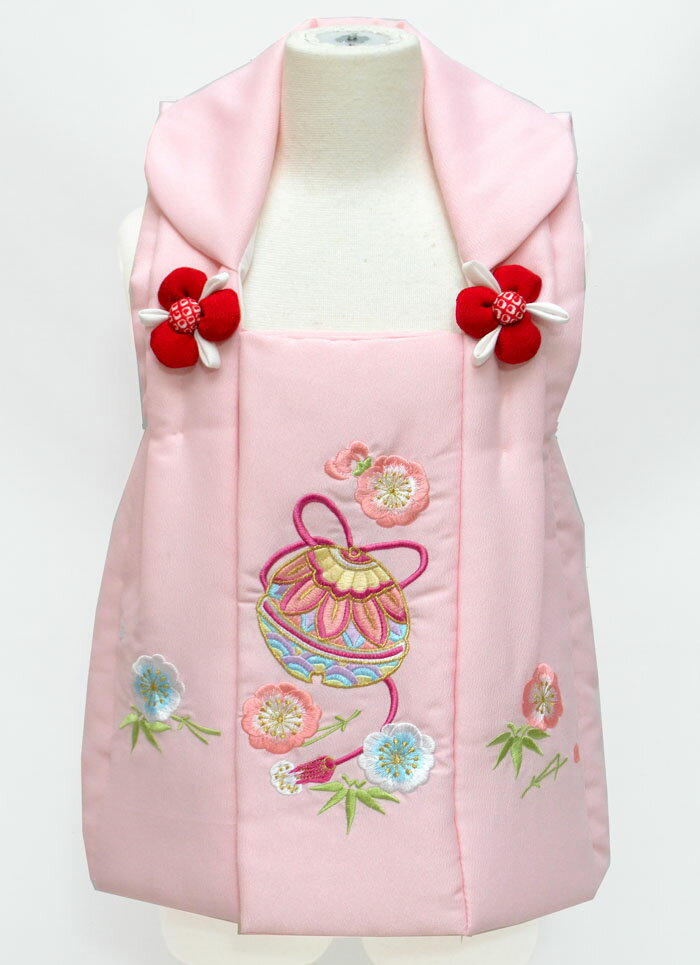 七五三 753 着物 3歳 女の子 女児 被布コート 京都 花ひめ ブランド 刺繍柄 鈴 薄ピンク ちりめん 縮緬生地 お正月 結婚式等にも! 販売 購入