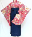 選べる袴6色 卒業式 袴セット 袴 小学校 小学生 ジュニア 女の子 大学生 レディース 女性 二尺袖 着物 袴 セット 椿柄 ピンク5 販売 購入(4)