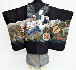 七五三 着物 男の子 袴 セット 5歳羽織袴 フルセット 鷹に富士山 黒 販売 購入