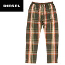 ■DIESEL ディーゼル メンズ■ウエストゴム チェック柄 ルームウェア コットンパンツ ステテコパンツ【UMLB-WORKYBOY】【サイズS〜L】【ブラウ...