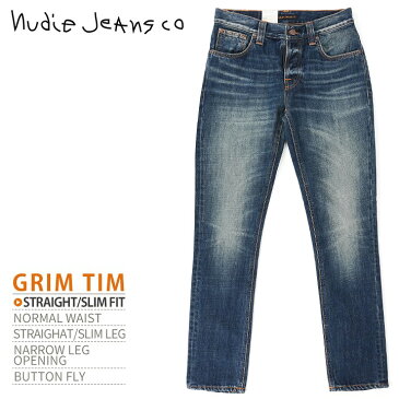 【返品＆サイズ交換無料】■Nudie Jeans ヌーディージーンズ メンズ■ストレート スリムフィット ジーンズ デニム パンツ【GRIM TIM グリムティム FLAT CROSS】【W27〜34】【L32】【ミディアムインディゴ】ndj-m-p-83-262 《メーカー希望小売価格31,900円》