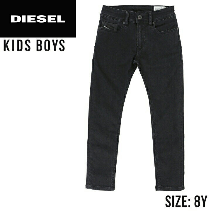 ◆DIESEL KID ディーゼルキッズ ジュニア ボーイ◆ウォッシュ加工 スキニースリム ストレッチ 子供服 男の子 チノパンツ【SLEENKER S-SLIM J】【SIZE8】【ブラック】dik-m-p-94-489 《メーカー希望小売価格17,930円》