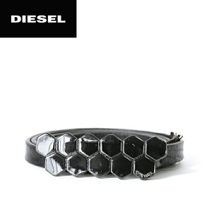 ★DIESEL ディーゼル レディース★牛革 本革 メタルバックル 細ベルト ナローベルト レザーベルト【B-DOLORES】【サイズ80】【ブラック】die-l-a-a4-753 《メーカー希望小売価格9,680円》