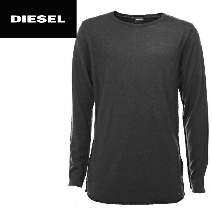 ■DIESEL ディーゼル メンズ■ラウンドネック 薄手 ウールニット 長袖 ニットソー【K-MISO】【サイズS〜XL】【ダークグレー】die-m-t-a8-023 《メーカー希望小売価格23,100円》