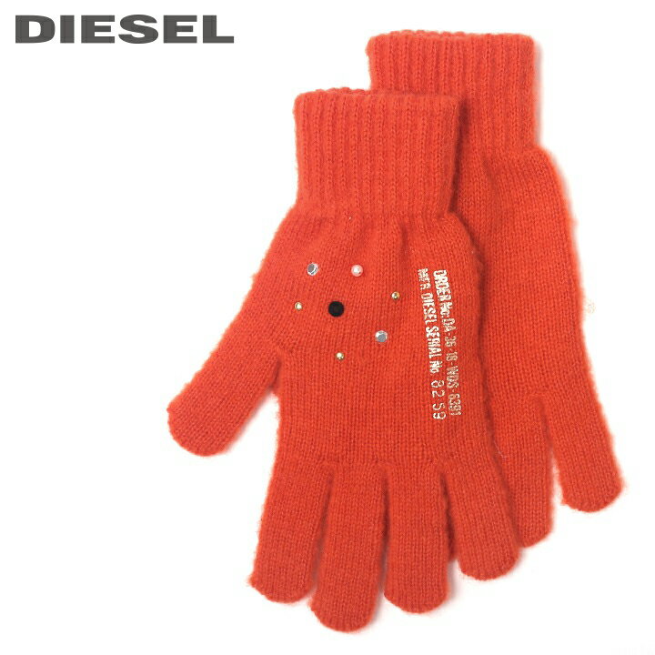 ●DIESEL KID ディーゼルキッズ●スタッズ ビジュー装飾 子ども服 女の子 男の子 ユニセックス ニットグローブ 手袋【NING】【サイズIII】【バーミリオンレッド】dik-l-a-a8-610 《メーカー希望小売価格8,140円》