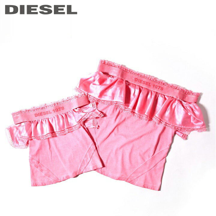 ●DIESEL KID ディーゼルキッズ ジュニア ガール●ヴィンテージ加工 オフショルダー サテンフリル ノースリーブカットソー タンクトップ【TJCATRIN】【SIZE4〜16】【ピンク】dik-l-t-b4-452 《メーカー希望小売価格9,790円》