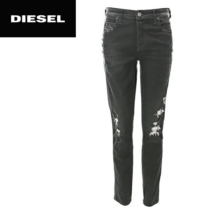 ★DIESEL ディーゼル レディース★クラッシュダメージ加工 微光沢 ストレッチ スリムスキニー ジーンズ デニム パンツ【BABHILA】【W23〜31】【L30・32】【ブラックデニム】die-l-p-b8-011 《メーカー希望小売価格35,200円》