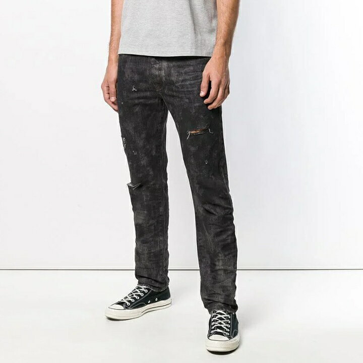■DIESEL ディーゼル メンズ■ヴィンテージクラッシュダメージコーティング加工 スリムスキニー ジーンズ デニム パンツ【MHARKY】【W26〜34】【L30】【ブラック】die-m-p-b8-031 《メーカー希望小売価格49,500円》