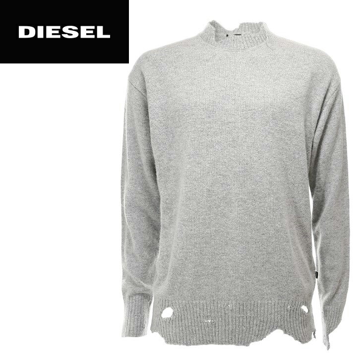 ■DIESEL ディーゼル メンズ■ヴィンテージクラッシュダメージ加工 アルパカ混 プルオーバーニットセーター【K-MUST】【サイズS〜XL】【ライトグレー】die-m-t-b8-119 《メーカー希望小売価格30,800円》