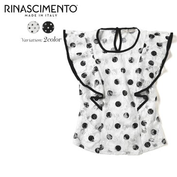 ★Rinascimento リナシメント レディース★ドット柄 フリル シースルーレースメッシュ ノースリーブトップ【RIN103113】【サイズXS〜L】【2カラー】rin-l-t-c4-306 《メーカー希望小売価格19,800円》