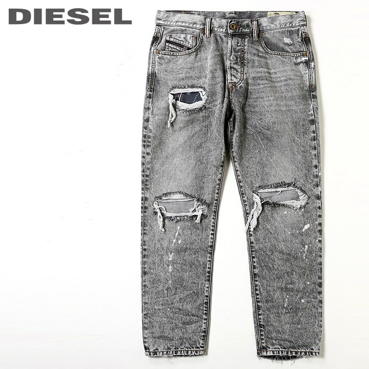 ■DIESEL ディーゼル メンズ■デストロイクラッシュダメージ加工 スリムスキニー カラーデニム ジーンズ パンツ【MHARKY】【W26～34】【L30】【グレー】die-m-p-c4-531 《メーカー希望小売価格46,200円》