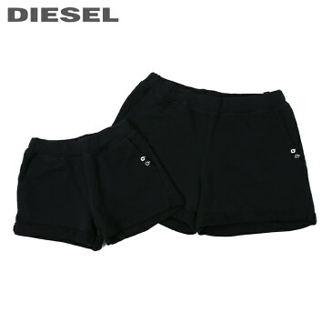 ●DIESEL KID ディーゼルキッズ ジュニア ガール●ウエストゴム ロールアップ ホットパンツ スウェットショートパンツ【PALOFY】【SIZE4〜14】【ブラック】dik-l-p-c4-267 《メーカー希望小売価格8,690円》