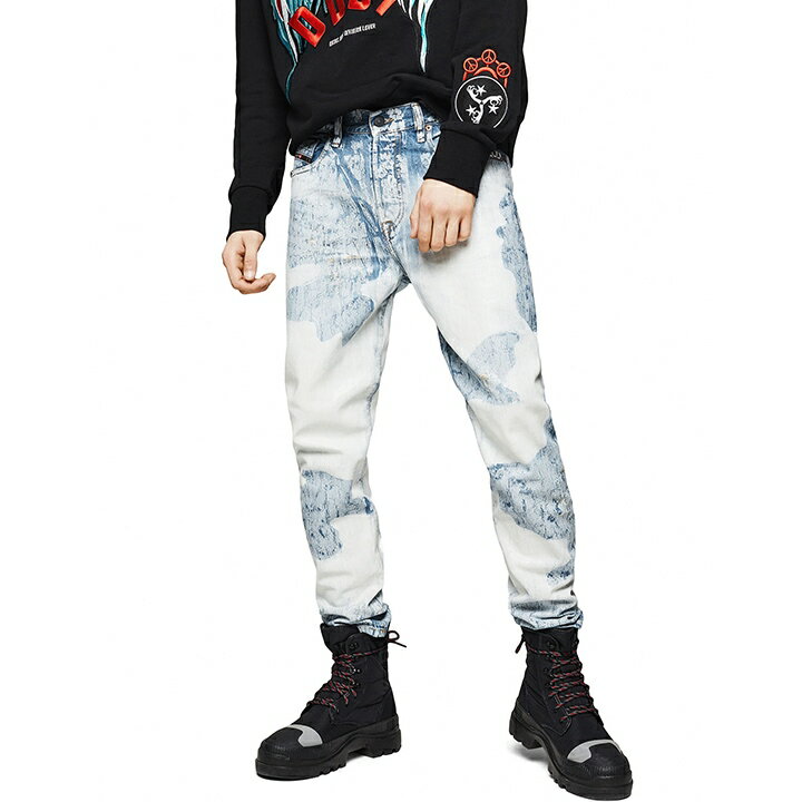 ■DIESEL ディーゼル メンズ■ランダムコーティング クラッシュダメージ加工 スリムスキニー ジーンズ デニム パンツ【D-MHARKY-SP1】【W26〜36】【L32】【ライトインディゴ】die-m-p-c8-553 《メーカー希望小売価格94,600円》