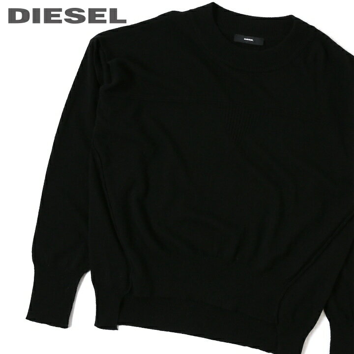 楽天キイロヤ インポート★DIESEL ディーゼル レディース★カシミヤ混 ウール混 オフショルダー ラウンドネック 長袖 プルオーバーニットセーター【M-CRISTAL】【サイズXS〜M】【ブラック】die-l-t-c8-188 《メーカー希望小売価格31,900円》