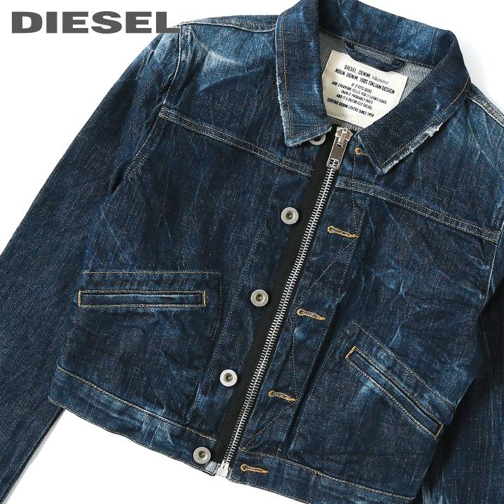 ★DIESEL ディーゼル レディース★ヴィンテージ加工 ジップディティール デニムジャケット【DE-BLONDY】【サイズXS〜XL】【ミディアムインディゴ】die-l-o-c8-005 《メーカー希望小売価格35,200円》