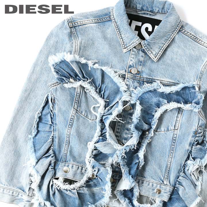 ★DIESEL ディーゼル レディース★ヴィンテージウォッシュ加工 フリンジフリル デニムジャケット【DE-ABBY】【サイズXXS〜L】【ライトインディゴ】die-l-o-c8-016 《メーカー希望小売価格46,200円》のサムネイル