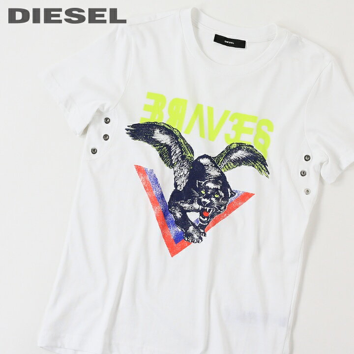 ★DIESEL ディーゼル レディース★ベンチレーションホール グラフィックプリント 半袖Tシャツ カットソー【T-SILY-WP】【サイズXXS〜S】【ホワイト】die-l-t-c8-285 《メーカー希望小売価格9 680…