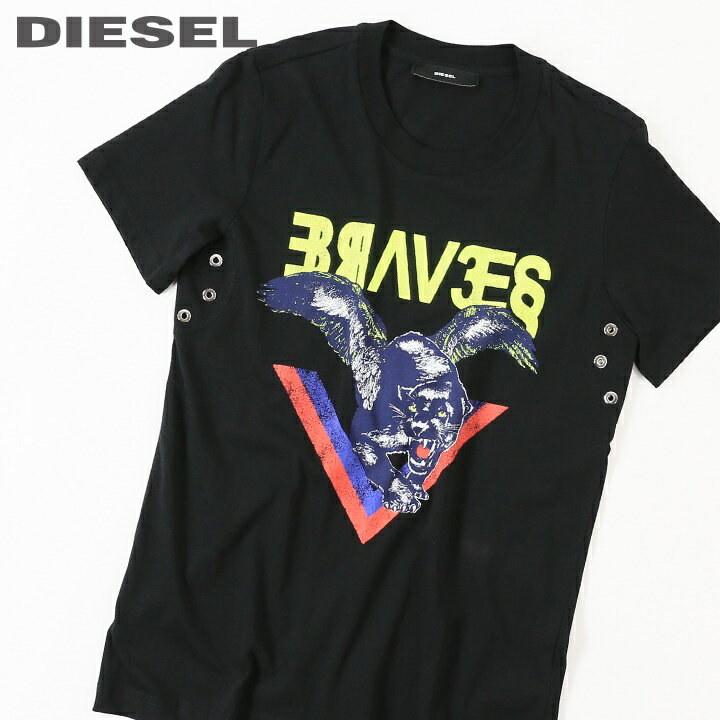 ★DIESEL ディーゼル レディース★ベンチレーションホール グラフィックプリント 半袖Tシャツ カットソー【T-SILY-WP】【サイズXXS〜S】【ブラック】die-l-t-c8-286 《メーカー希望小売価格9 680…