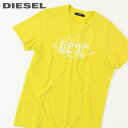 DIESEL ディーゼル ユニセックス ヴィンテージ加工 プリント 半袖Tシャツ カットソー【T-FLAVIA-I】【サイズXXS〜XL】【イエロー】die-l-t-c8-301 《メーカー希望小売価格18 480円》