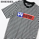 ■DIESEL ディーゼル メンズ■ヴィンテージダメージ加工 ボーダー柄 コットン 半袖Tシャツ カットソー【T-VIKTOR】【サイズXS〜XXL】【1サイズ程大きめのサイズ感】【ブラック】die-m-t-c8-219 《メーカー希望小売価格15,180円》