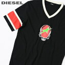 ■DIESEL ディーゼル メンズ■Vネック プリント コットン 半袖Tシャツ カットソー【T-BALOV】【サイズXS〜XL】【ブラック】die-m-t-c8-250 《メーカー希望小売価格11,880円》