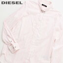 ★DIESEL ディーゼル レディース★手書き風ストライプ コットンポプリン ロング丈 長袖シャツ【C-RAILY-A】【サイズXS S】【1サイズ程大きめのサイズ感】【ホワイト×ピンク】die-l-t-d4-130 《メーカー希望小売価格25,300円》