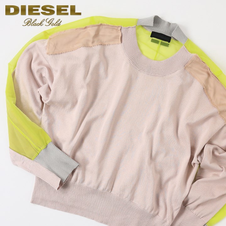 ★DIESEL BLACK GOLD ディーゼル ブラックゴールド レディース★シースルー切替 リブ切替 プルオーバー 長袖ニットセーター【MOLLYS】【サイズXXS】【1サイズ程大きめのサイズ感】【ピンクベージュ】die-l-t-d4-487 《メーカー希望小売価格42,900円》のサムネイル