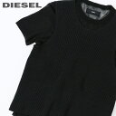 ★DIESEL ディーゼル レディース★異素材ミックス シースルー ニットレイヤード 半袖 ニットソー カットソー【M-ABBIE】【サイズS〜L】【ブラック】die-l-t-d8-205 《メーカー希望小売価格35,200円》