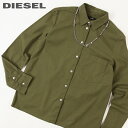 ★DIESEL ディーゼル レディース★チェーン装飾 ストレッチ コットン 長袖シャツ ブラウス【C-RENELL】【サイズXS S】【オリーブグリーン】die-l-t-d8-224 《メーカー希望小売価格27,500円》