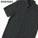 ディーゼル ■DIESEL ディーゼル メンズ■トライバル柄 総柄 ストレッチ 半袖コットンシャツ【S-RILEY-SHO-KA】【サイズXS・S】【ブラック】die-m-t-d8-162 《メーカー希望小売価格17,600円》