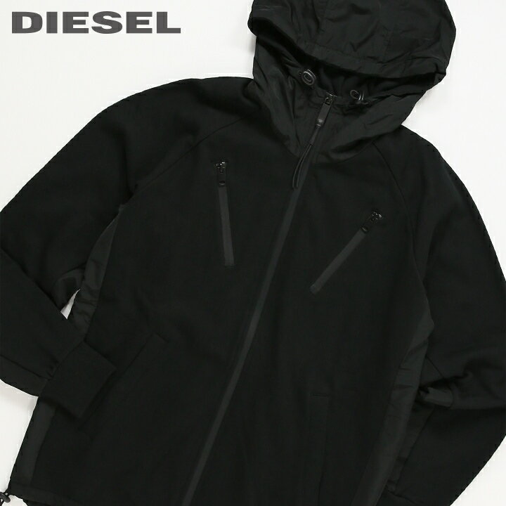 ■DIESEL ディーゼル メンズ■バックラバープリント サイド切り替え ジップアップ 長袖 スウェットパーカー【S-RUNNER】【サイズXS〜M】【ブラック】die-m-t-d8-202 《メーカー希望小売価格41,800円》