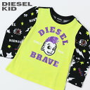 ●DIESEL KID ディーゼルキッズ ベビー ガール●グリッターラメプリント ベビー服 女の子 ロンT 長袖Tシャツ カットソー【TULLAB-R】【SIZE24M 36M】【イエロー×ブラック】dib-l-t-d8-039 《_メーカー希望小売価格7,700円》