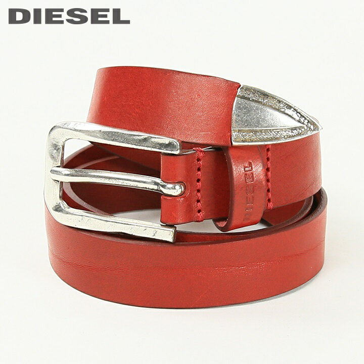 ディーゼル ベルト（メンズ） ★DIESEL ディーゼル レディース★牛革 本革 シングルピン 細ベルト レザーベルト ナローベルト【B-TRITTI】【サイズ75～90】【レッド】die-l-a-d8-602 《_メーカー希望小売価格9,900円》