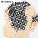 ★DIESEL ディーゼル レディース★チェーンディティール付属 ブリーチ加工 長袖 シャツワンピース【D-SUPER-G】【サイズXXS】【ブラック系】die-l-t-d8-123 《メーカー希望小売価格38 500円》