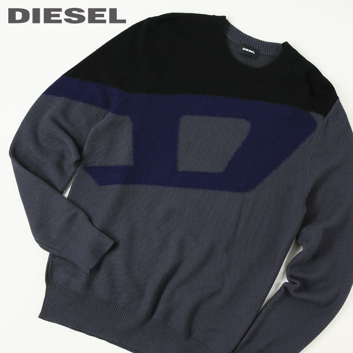 ■DIESEL ディーゼル メンズ■ビッグロゴデザイン 長袖 プルオーバー コットンニットセーターdie-m-t-d8-129 《メーカー希望小売価格24,200円》