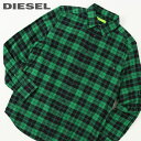 ディーゼル ■DIESEL ディーゼル メンズ■サスティナブル グリーンレーベル チェック柄 長袖 コットンシャツ【S-MOI-CHK】【サイズXS・S】【グリーン】die-m-t-d8-188 《メーカー希望小売価格25,300円》