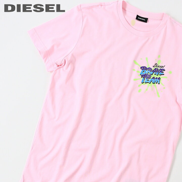 ■DIESEL ディーゼル メンズ■ロゴプリント バックプリント コットン クルーネック 半袖Tシャツ カットソー【T-DIEGOS-E33】【サイズS M】【ピンク】die-m-t-e2-030 《メーカー希望小売価格8,800円》