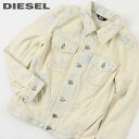 ★DIESEL ディーゼル レディース★ムラ染め バックレザーパッチ デニムジャケット【DE-NAL-SP】【サイズXXS】【アイボリー系】die-l-o-e4-003 《メーカー希望小売価格42,900円》