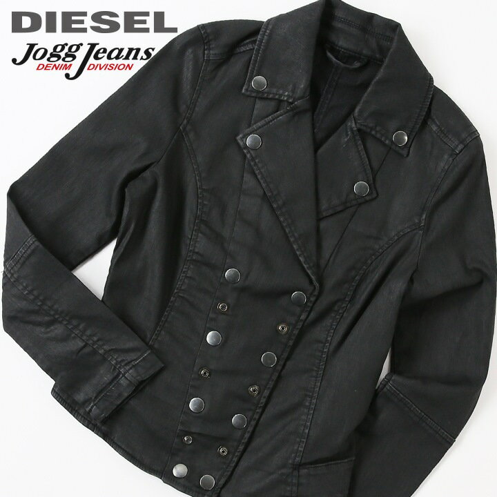 ★DIESEL ディーゼル レディース★コーティング加工 ストレッチ スウェットデニム ジョグジーンズ デニムジャケット【D-AKI-NE】【サイズXS S】【ブラック】die-l-o-e4-301 《メーカー希望小売価格57,200円》