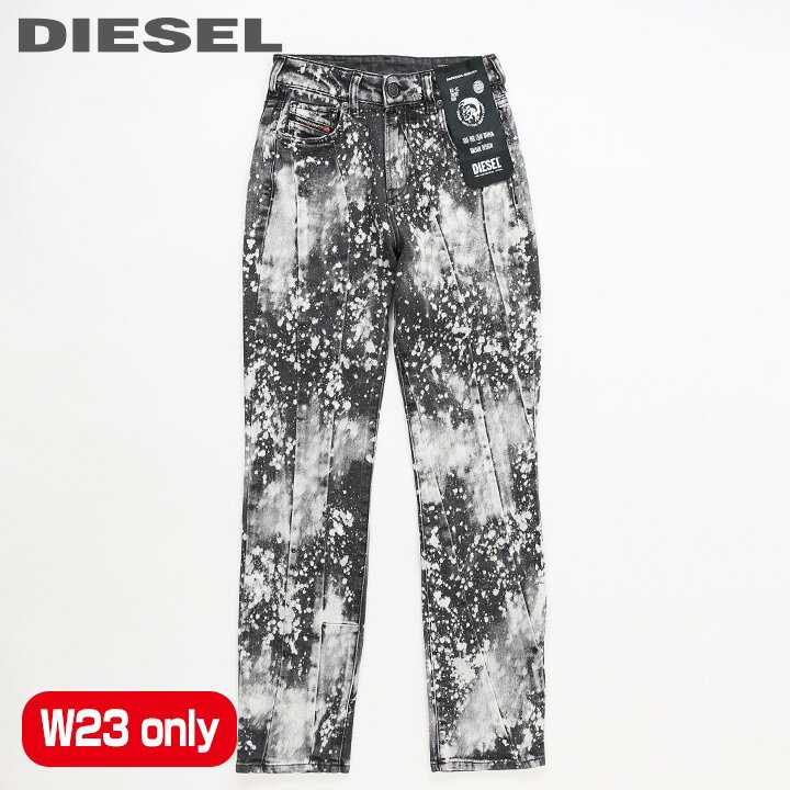 ★DIESEL ディーゼル レディース★スプラッシュブリーチ加工 切替 ストレッチ スリム ジーンズ デニム パンツ【D-JOY-T-SP1】【W23】【L32】【ブラック系】die-l-p-e4-324 die-l-p-e4-325《メーカー希望小売価格63,800円》