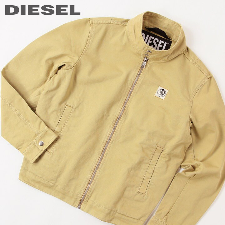 ■DIESEL ディーゼル メンズ レディース 男女兼用■ユーズドウォッシュ加工 ワンポイントロゴパッチ コットン ジップアップ バイカージャケット【J-HALLS-A】【サイズXS】【ベージュ】die-m-o-e4-010 《メーカー希望小売価格35,200円》