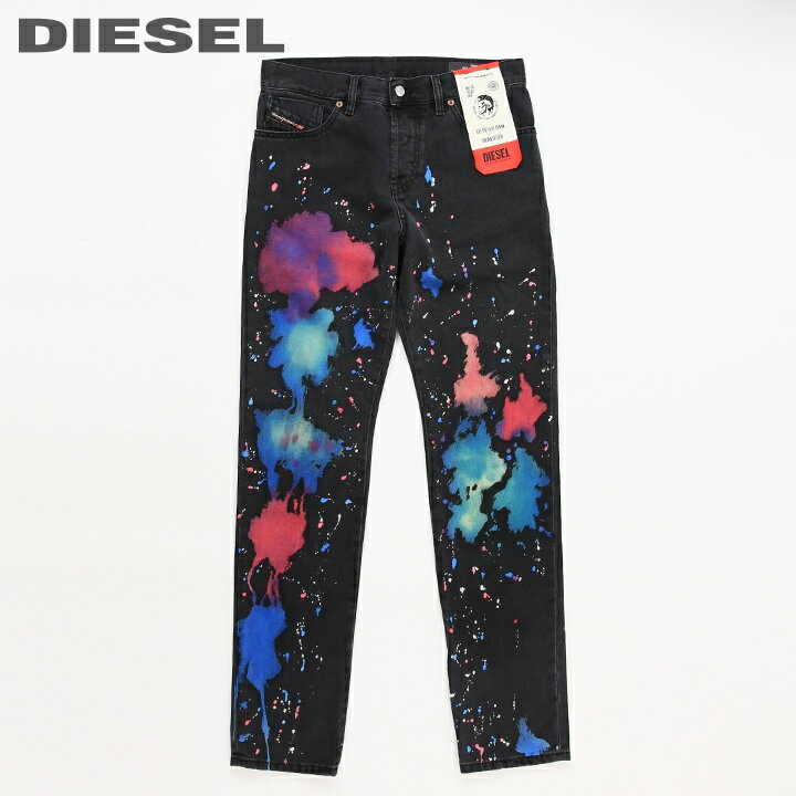 ■DIESEL ディーゼル メンズ■スプラッシュペイント加工 スリム ジーンズ デニム パンツ【D-KRAS-X-SP3】【W28～32】【L30】【ブラック系】die-m-p-e4-531 《メーカー希望小売価格63,800円》