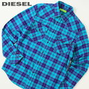 ■DIESEL ディーゼル メンズ レディース 男女兼用■サスティナブル グリーンレーベル チェック柄 コットン 長袖シャツ【S-EAST-LONG-CHK】【サイズXS S】【ブルー】die-m-t-e4-244 《メーカー希望小売価格25,300円》