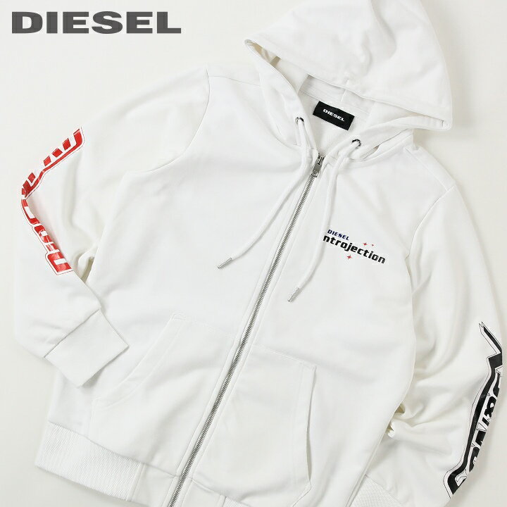 ■DIESEL ディーゼル メンズ■ロゴプリント 長袖 ジップアップ スウェットパーカー【S-GIRK-HOOD-ZIP-K3】【サイズXS・S】【1サイズ程大きめのサイズ感】【ホワイト】die-m-t-e4-322 《メーカー希望小売価格25,300円》